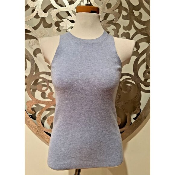 J Crew Sweater SMALL Sleeveless Blue 100% Cashmere BA046 NWT NEW - Picture 1 of 8